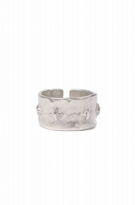m.a+ silver stitched multiple cross ring / AG518/AG