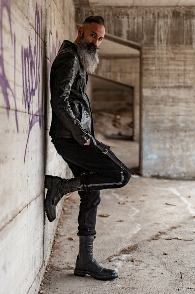 incarnation BUFFALO LEATHER DROPCROTCH ARMY PANTS MP-1 / OBJECT DYED