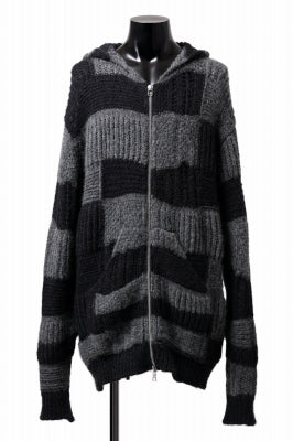 daub PATCHWORK JACQUARD KNIT HOODED JACKET / ALPACA WOOL