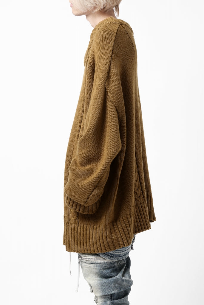 A.F ARTEFACT LOWGAUGE CABLE KNIT PULLOVER IRREGULAR-HEM