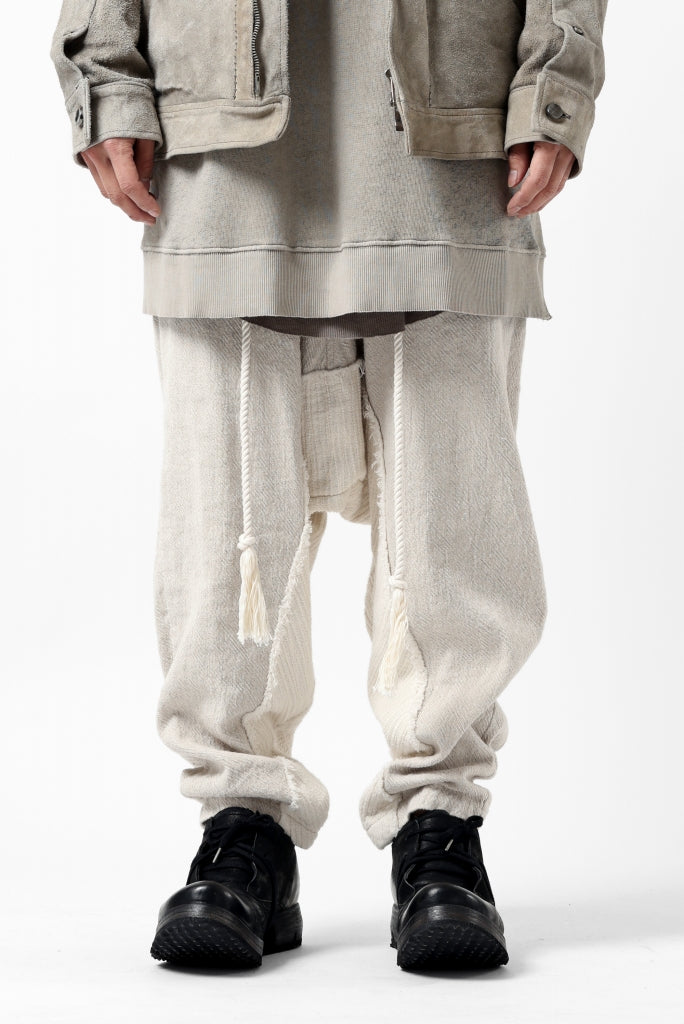 _vital drop crotch tapered pants / combi color linen