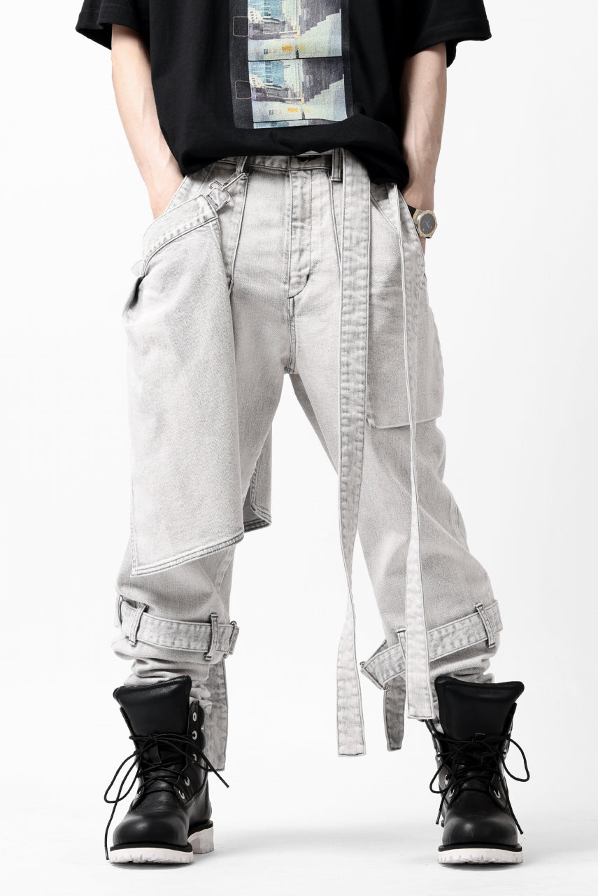 N/07 SEDITIOUS BONDAGE TROUSERS / BLEACHED BLACK DENIM