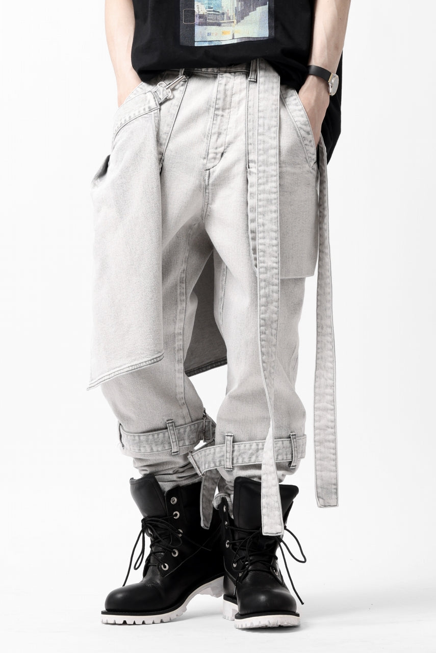 N/07 SEDITIOUS BONDAGE TROUSERS / BLEACHED BLACK DENIM