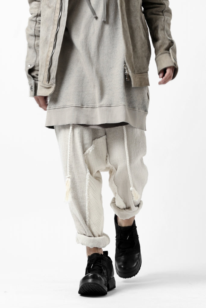 _vital drop crotch tapered pants / combi color linen