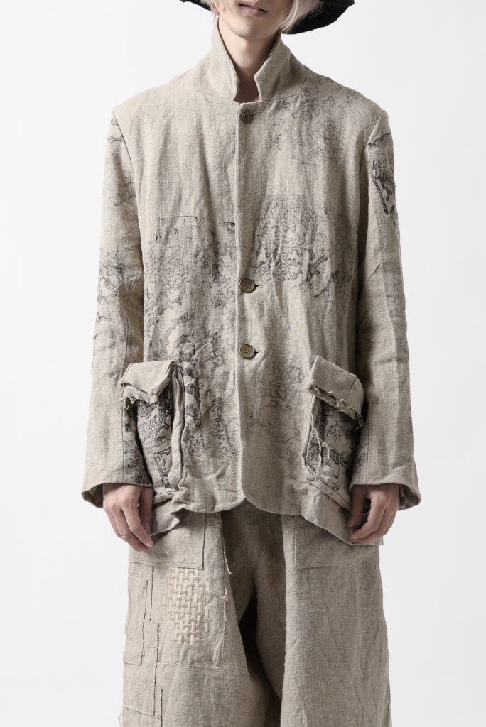 YUTA MATSUOKA 2B print jacket / safiran linen 