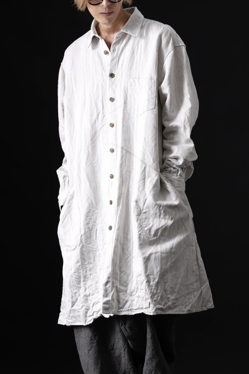 YUTA MATSUOKA shirt-coat / washed cotton linen stripe