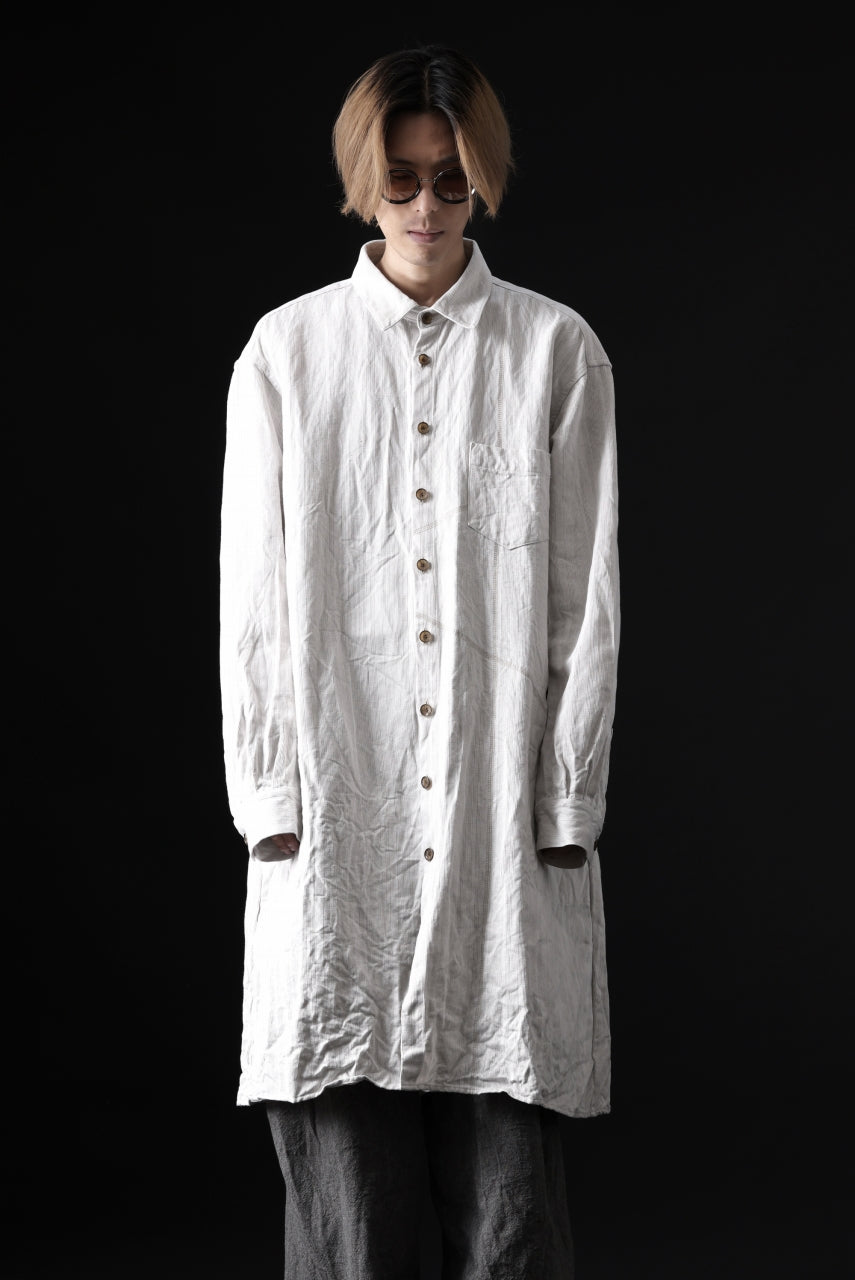 YUTA MATSUOKA shirt-coat / washed cotton linen stripe