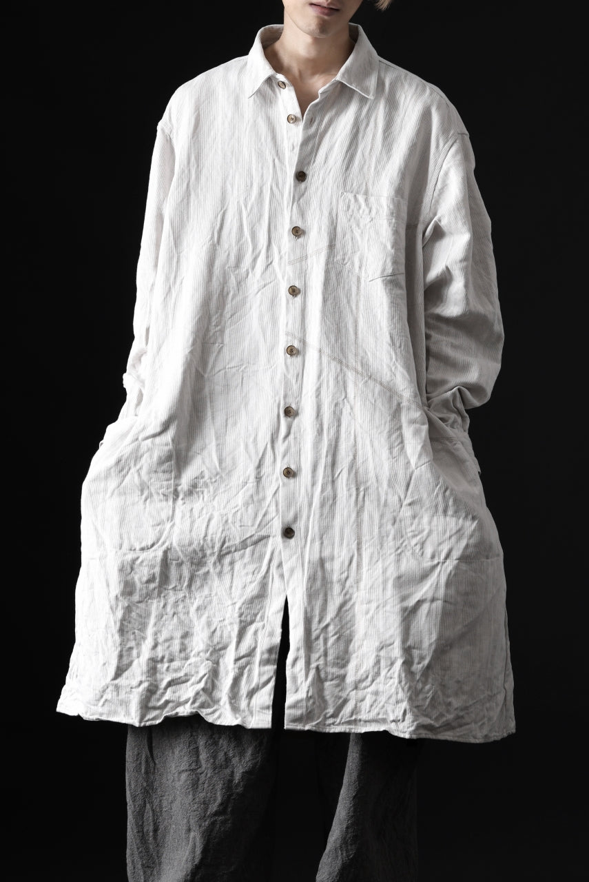 YUTA MATSUOKA shirt-coat / washed cotton linen stripe