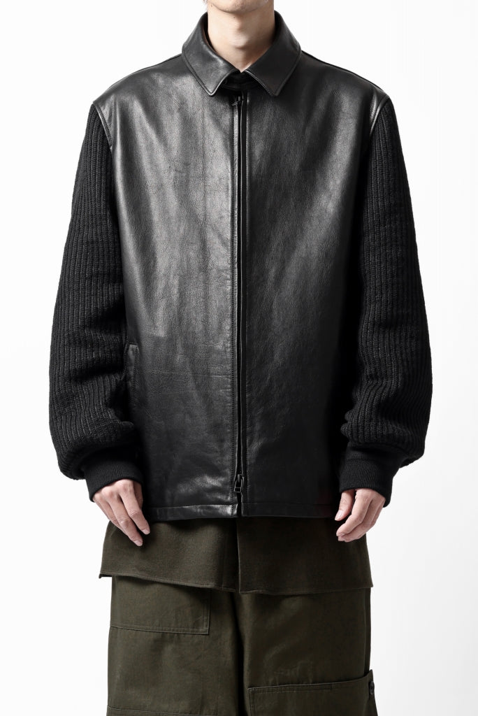 Y's BANG ON! No.180 COW LEATHER + TWEED BACK TACK BLOUSON