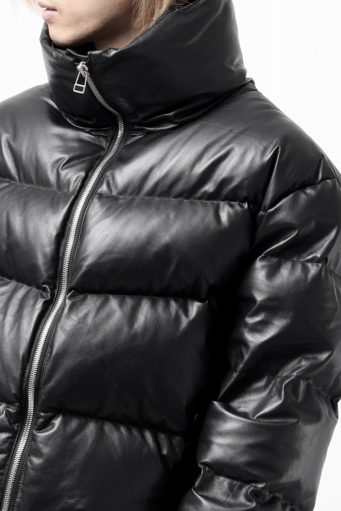 A.F ARTEFACT SHEEP SKIN LEATHER HIGH-NECK SHORT DOWN JACKET