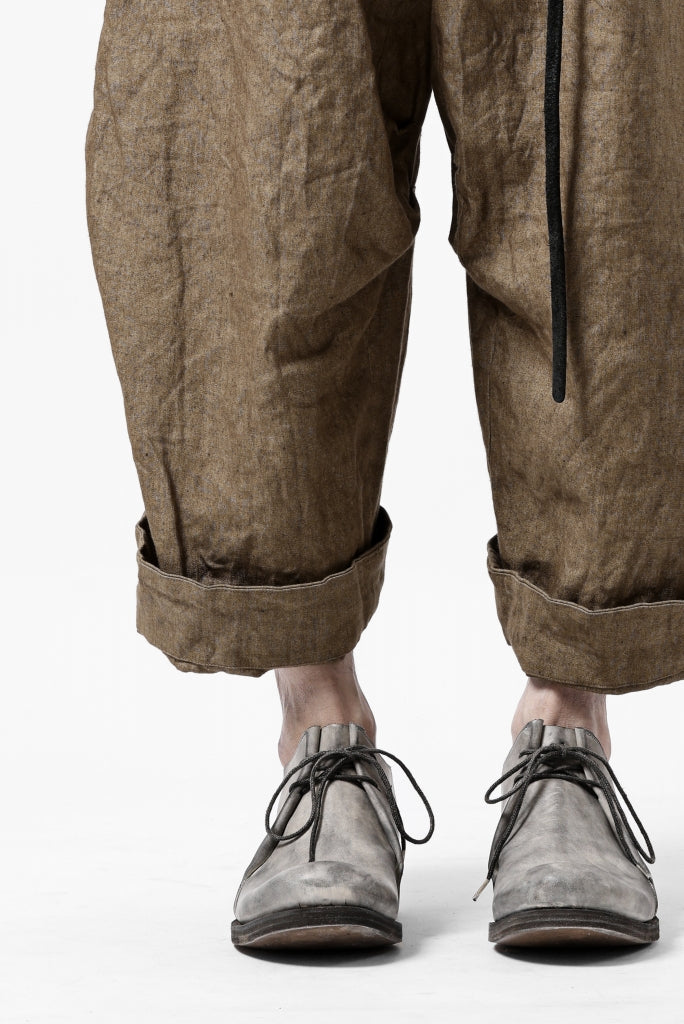 YUTA MATSUOKA 2 tucks wide trousers / sulfur dyed canvas linen