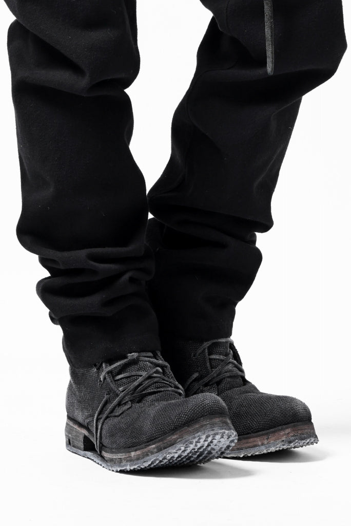 BORIS BIDJAN SABERI CANVAS FABRIC LACE UP MIDDLE BOOTS / OBJECT DYED & HAND-TREATED "BOOT4"