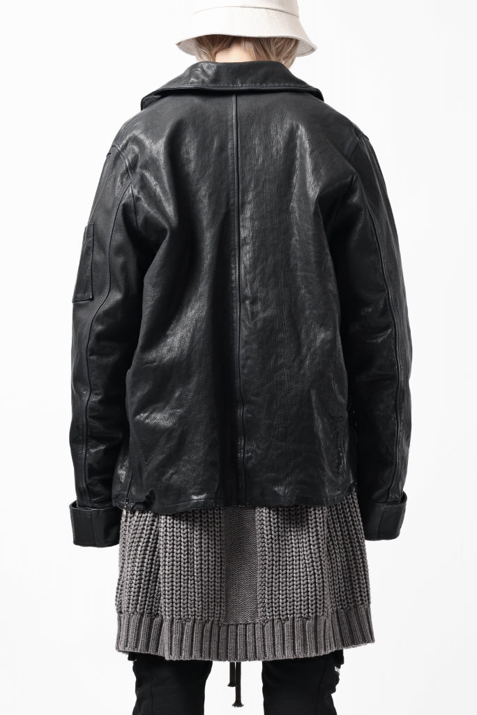 ISAMU KATAYAMA BACKLASH FLIGHT JACKET / GOAT LEATHER (GARMENT+SPRAY DYED / BLACK)