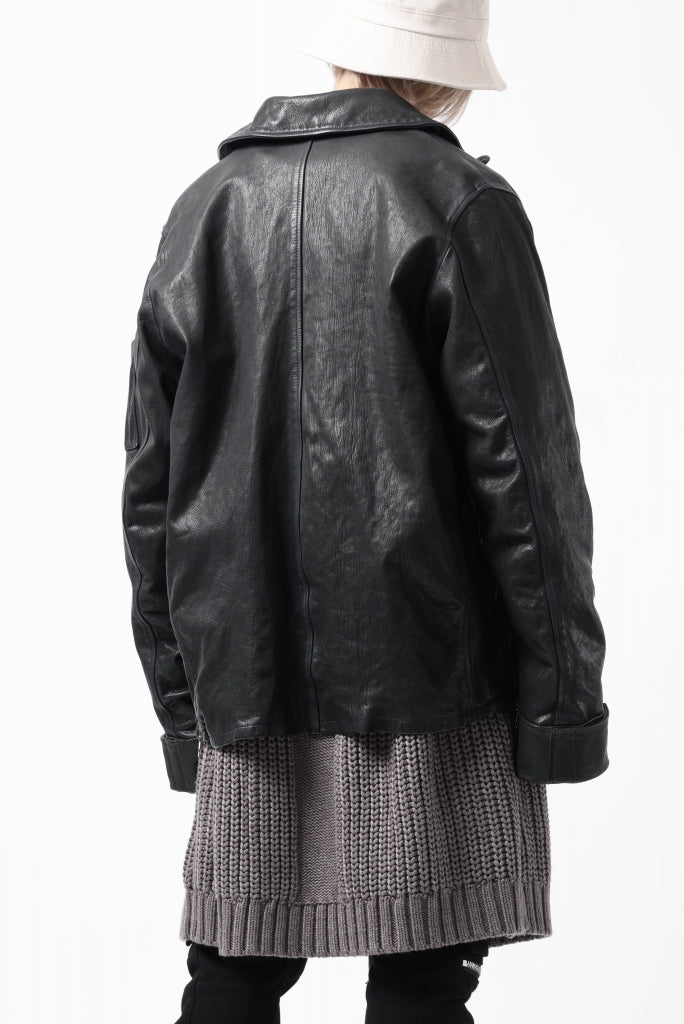 ISAMU KATAYAMA BACKLASH FLIGHT JACKET / GOAT LEATHER (GARMENT+SPRAY DYED / BLACK)