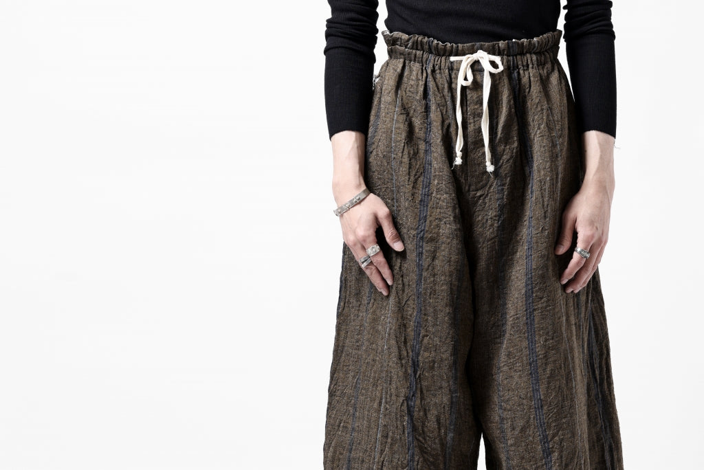 YUTA MATSUOKA 2 tucks wide taper cropped pants / mottled dyeing dead stock woven