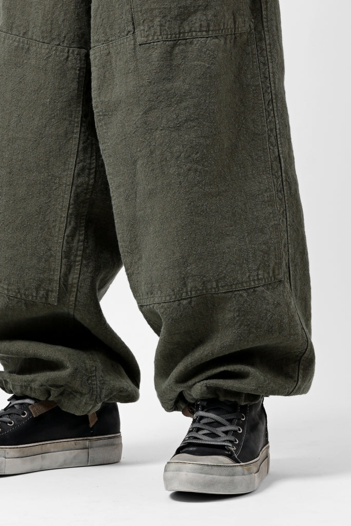 ISAMU KATAYAMA BACKLASH MILITARY TROUSERS / GARMENT NATURAL DYED LINEN CANVAS