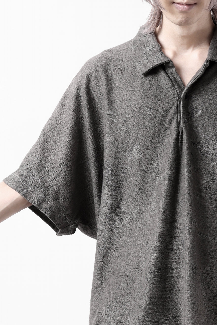 COLINA BIG SKIPPER POLO SHIRT / ANCIENT DYED LINEN HEAVY JERSEY