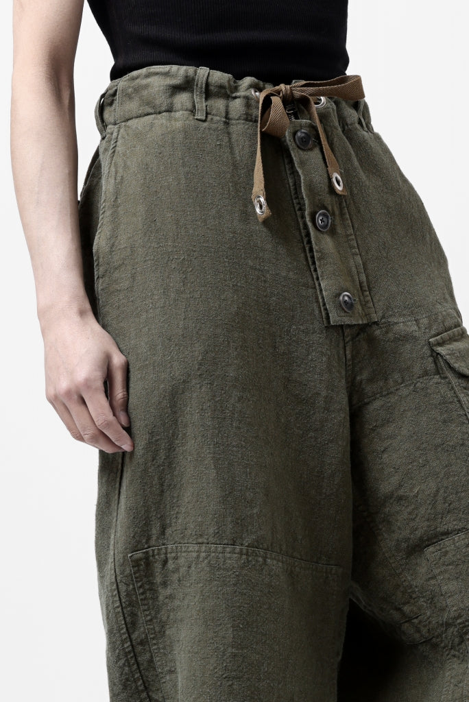 ISAMU KATAYAMA BACKLASH MILITARY TROUSERS / GARMENT NATURAL DYED LINEN CANVAS