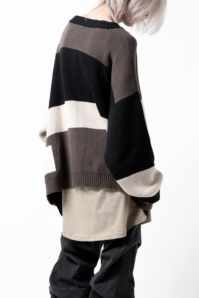 A.F ARTEFACT BLOCK-PANEL COTTON KNIT CARDIGAN