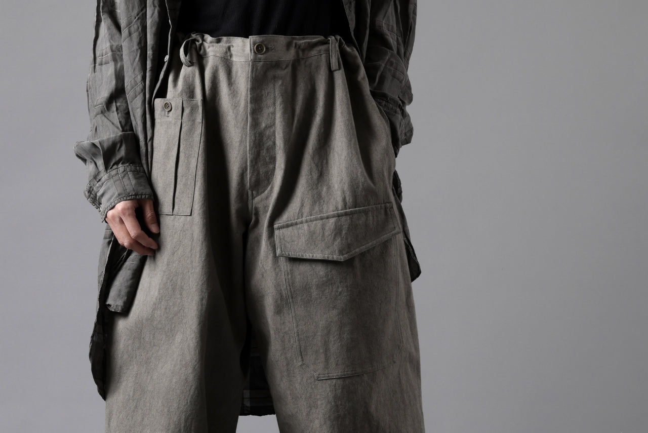 Y's for men WITHSTRING WORK PANTS / COTTON LINEN SULFIDED OZONE