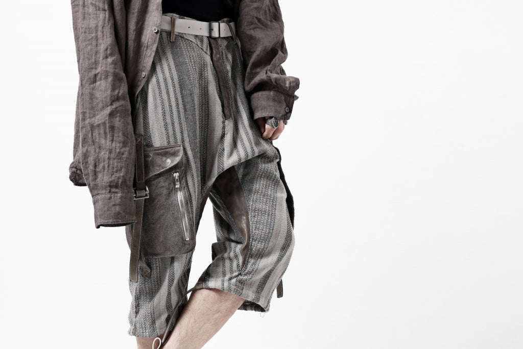 incarnation ARMY CARGO POCKET CROPPED PANT MP-1C / STRIPE + HORSE LEATHER