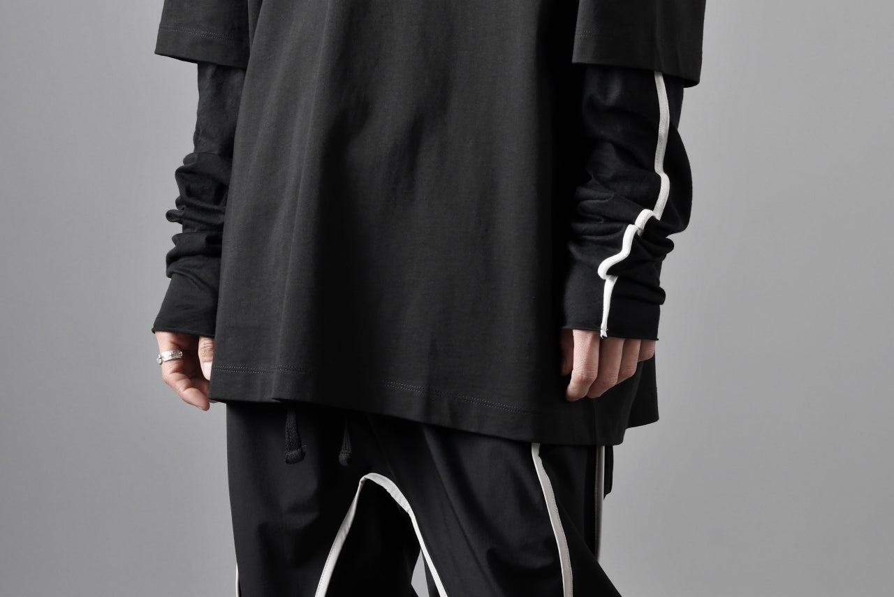 thom/krom OVERSIZED LAYER PIPING SLEEVE TEE / COTTON JERSEY