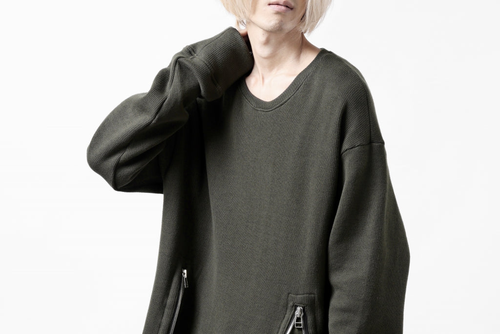 A.F ARTEFACT LAYERED ZIP PULLOVER / COTTON KNIT+JERSEY