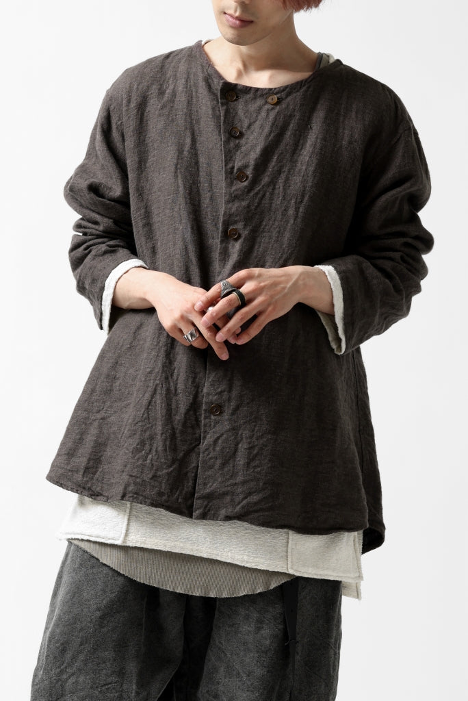 YUTA MATSUOKA exclusive round neck shirt / brushed linen canvas