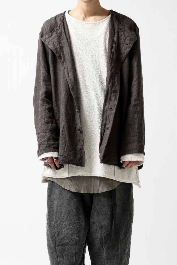 YUTA MATSUOKA exclusive round neck shirt / brushed linen canvas