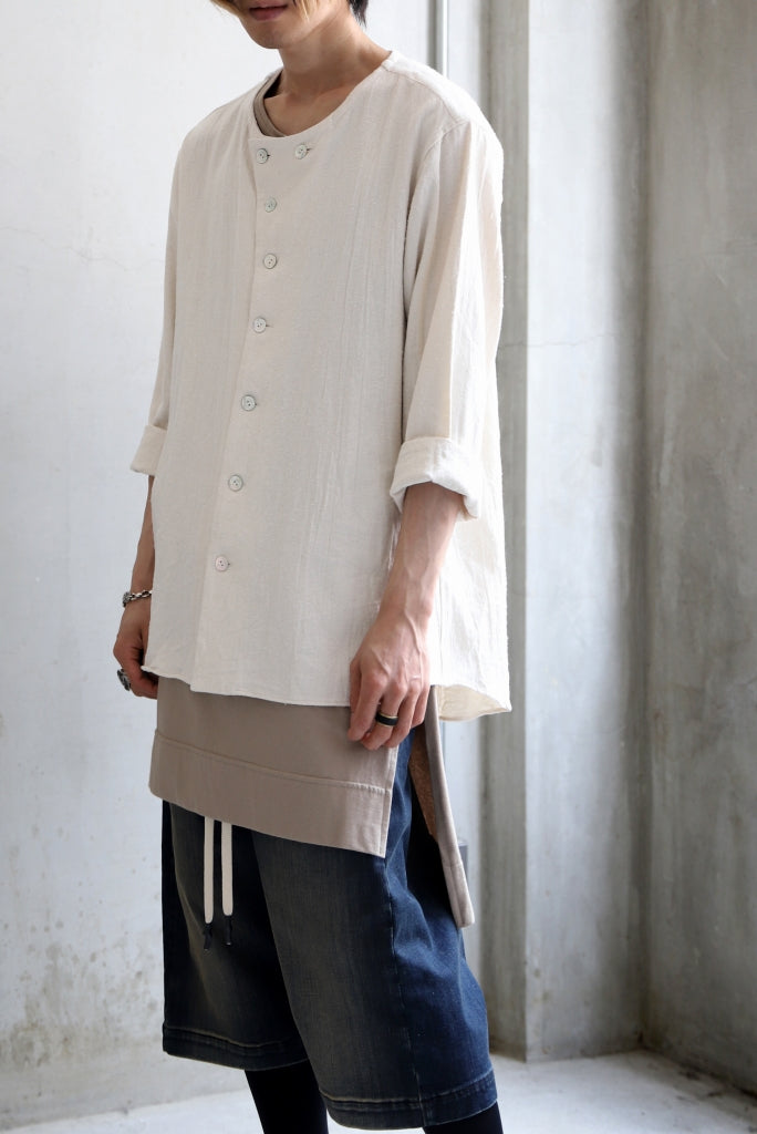 YUTA MATSUOKA round neck shirt / cotton silk nep viyellaon silk nep viyella