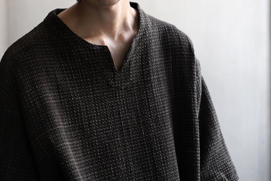 COLINA KEY NECK PULLOVER SHIRT / GARABO LIGHT SASHIKO (ZAKURO)