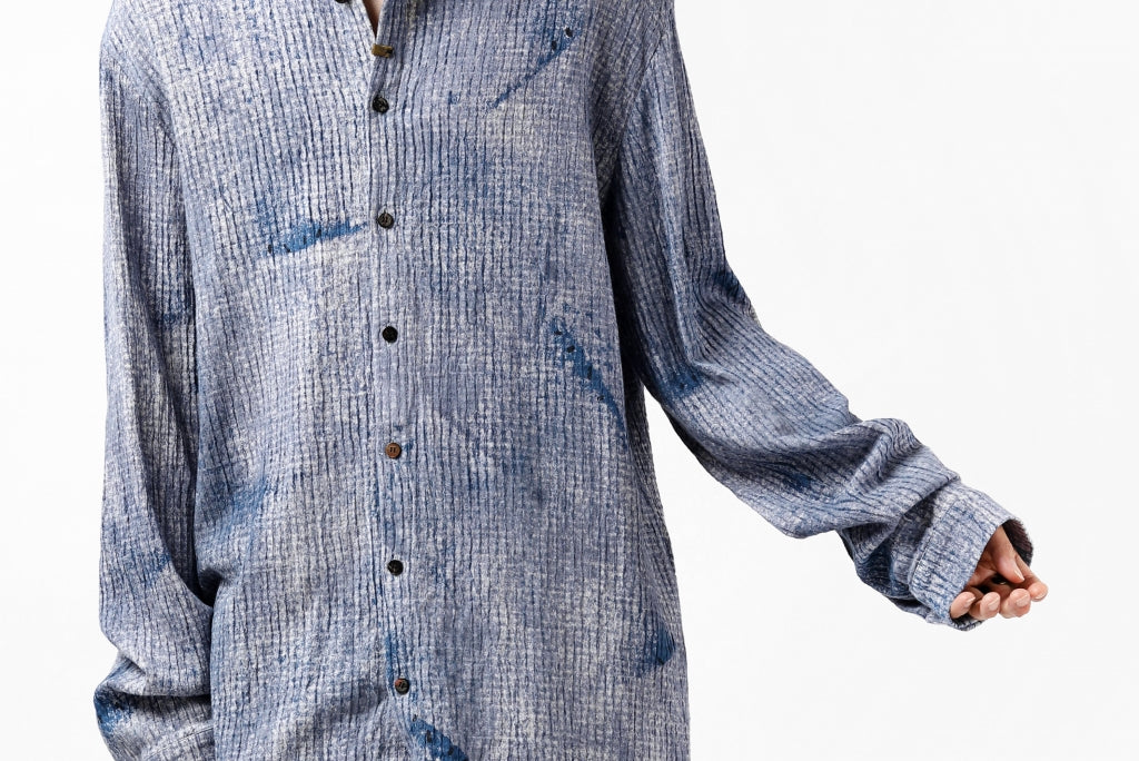  _vital button fly linen shirt / kasuri print