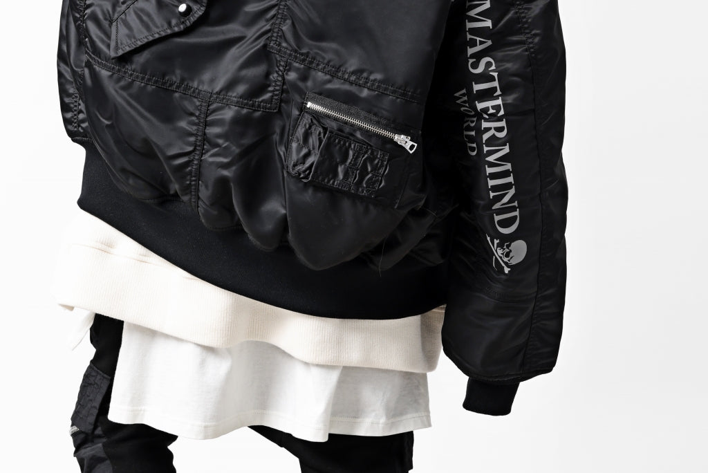 mastermind WORLD x ALPHA INDUSTRIES RIVERSIBLE MA-1 JACKET - CRAZY PANELED