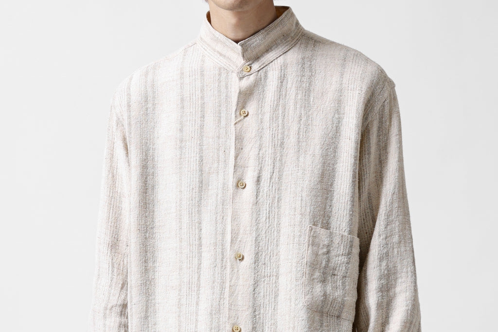 COLINA GARDENER SHIRT / SHADOW STRIPE (LINEN / NEPPED SILK)