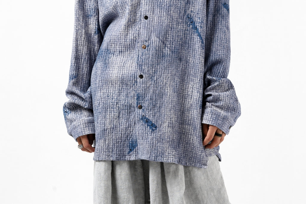  _vital button fly linen shirt / kasuri print