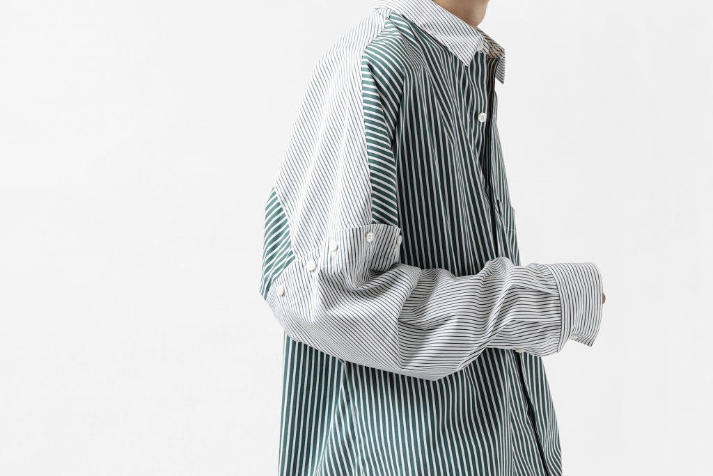 KAZUYUKI KUMAGAI Paneled Shirt Detachable-Detail [Stretch Stripe]