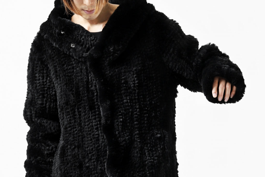 ISAMU KATAYAMA BACKLASH SNAP-HOODIE JACKET / REABBIT-FUR-KNIT