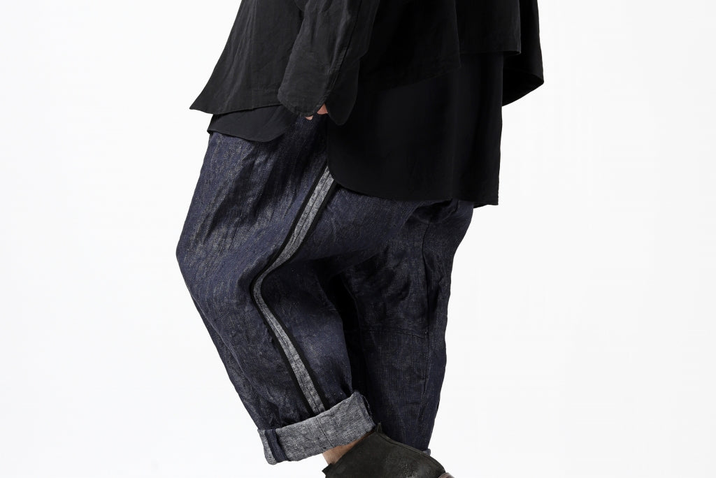 KLASICA SABRON WIDE TAPERED TROUSERS / DEEP DYED LINEN DENIM