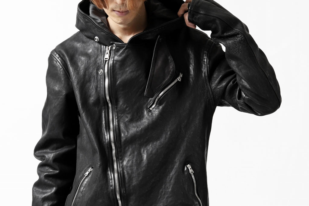 ISAMU KATAYAMA BACKLASH HOODED RIDERS JACKET / JP-CALF OBJECT DYED