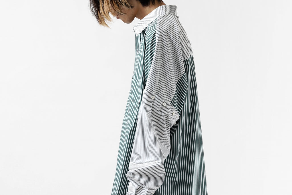 KAZUYUKI KUMAGAI Paneled Shirt Detachable-Detail [Stretch Stripe]