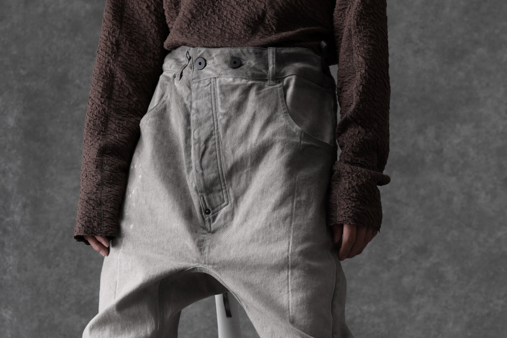 11 BY BORIS BIDJAN SABERI LOW CROTCH BAGGY PANTS / FADED STONE WASH & USED EFFECT "P4C-F1481"