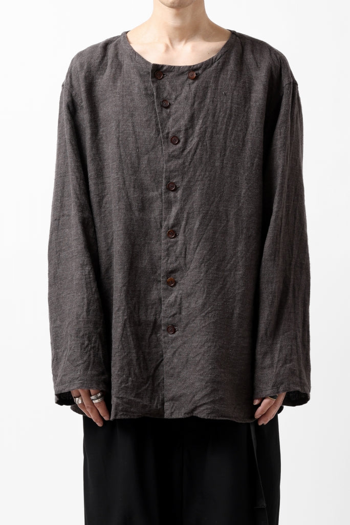 YUTA MATSUOKA exclusive round neck shirt / brushed linen canvas