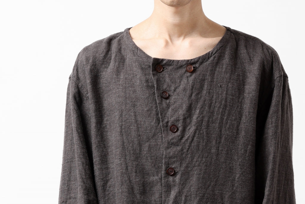 YUTA MATSUOKA round neck shirt / dead stock slab linen