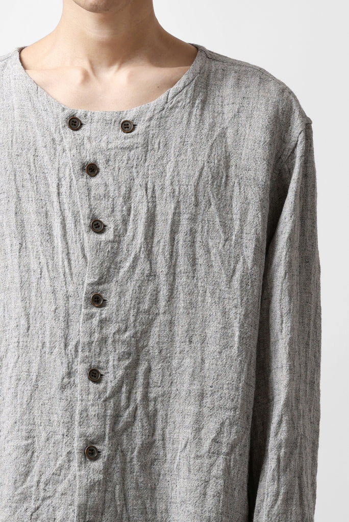 YUTA MATSUOKA round neck shirt / dead stock slab linen