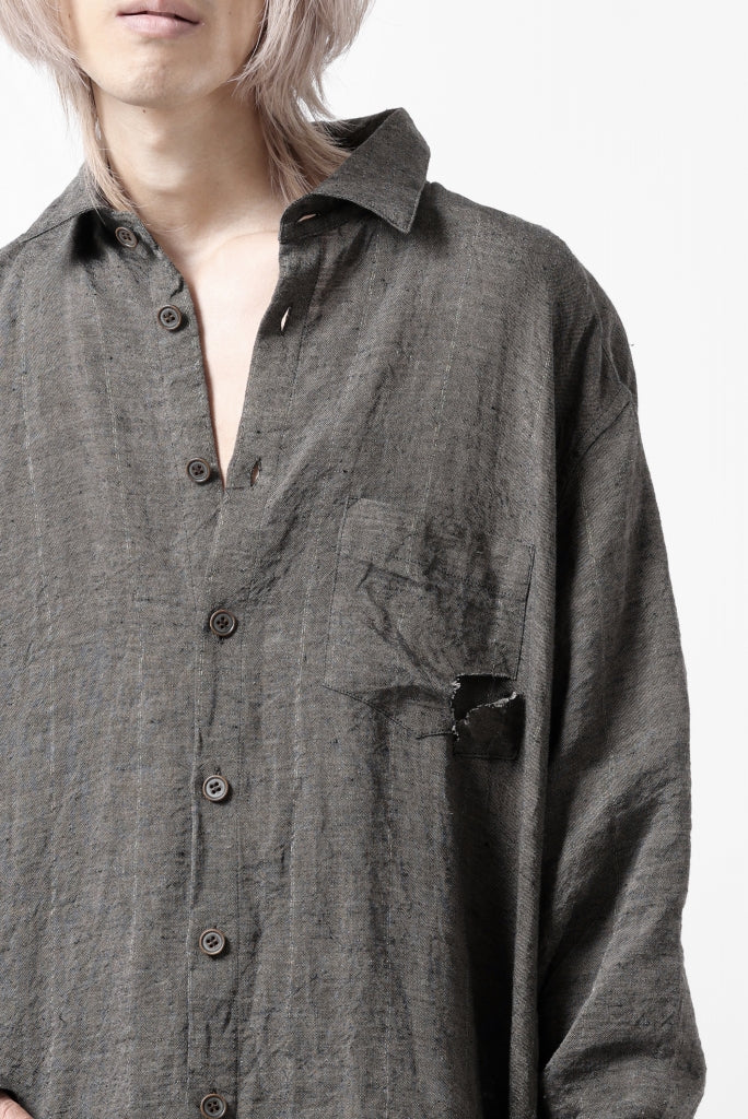 YUTA MATSUOKA long shirt / linen gold thread stripe 