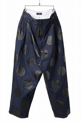 Y's.... HIPHANG SARROUEL WIDE TROUSERS / DOTS-PRINTED DENIM