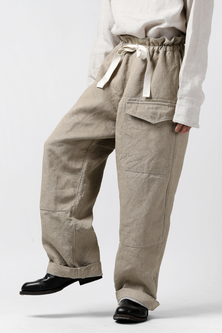 sus-sous trousers MK-1 / L100 herringbone washer (SAND BEIGE