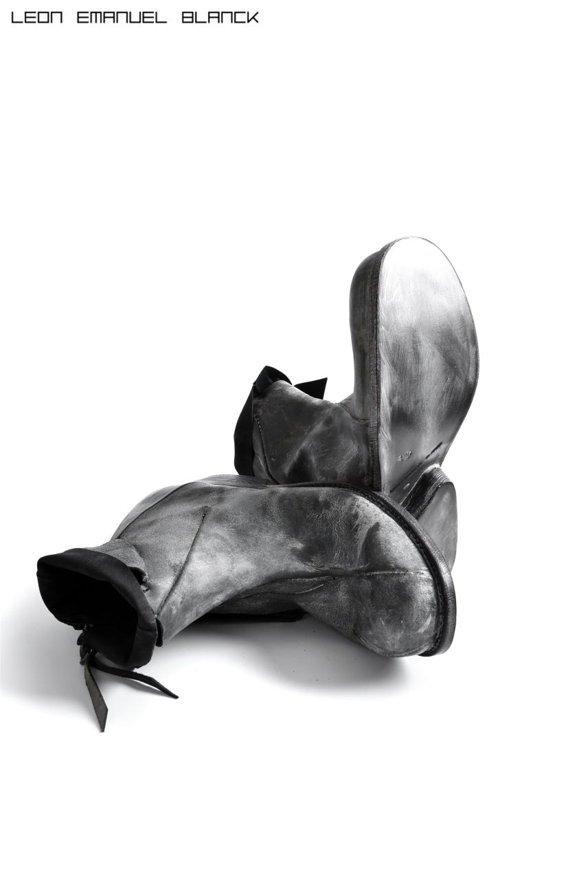 Load image into Gallery viewer, LEON EMANUEL BLANCK DISTORTION ANKLE BOOT / GUIDI HORSE REVERSED (GREY WAXED)