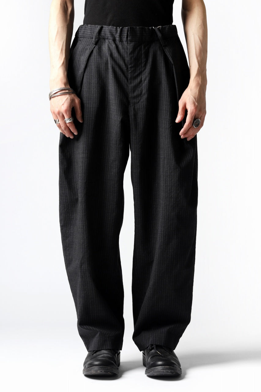 COLINA W-TUCK PANTS / WASHABLE WOOL TROPICAL (STRIPE)の商品ページ