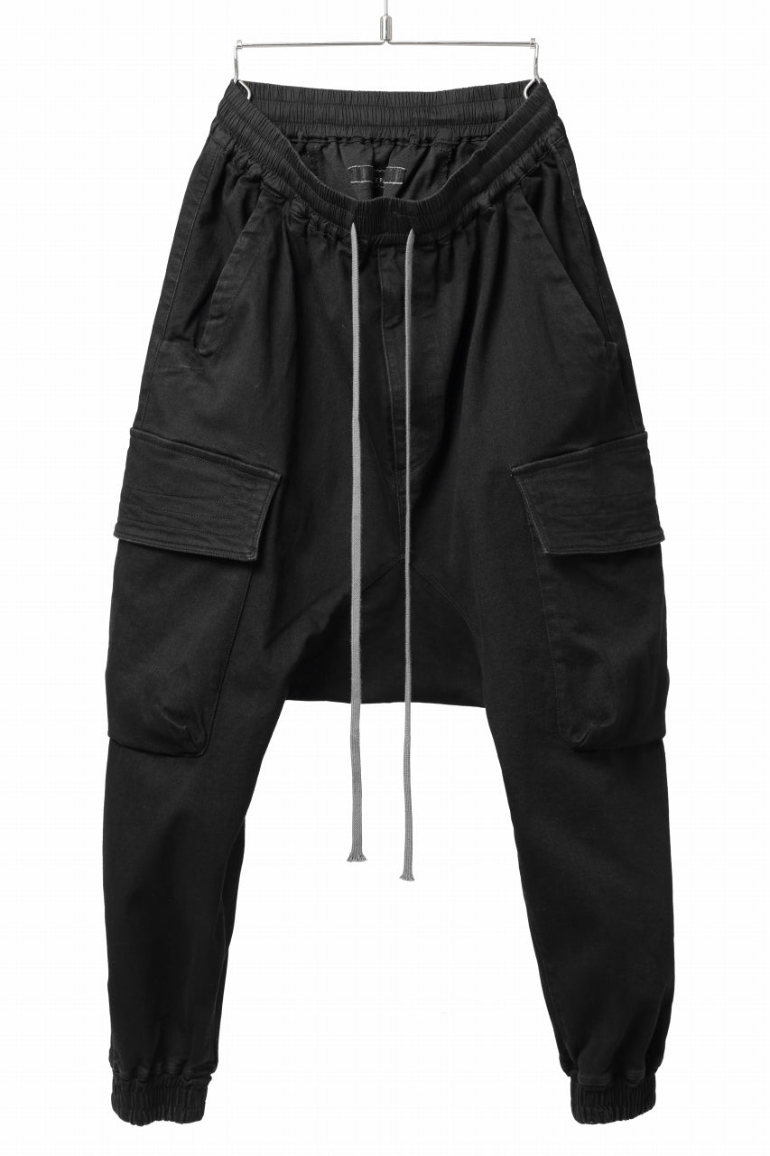 A.F ARTEFACT EASY SARROUEL CARGO PANTS / HI-STRETCH DENIM (BLACK